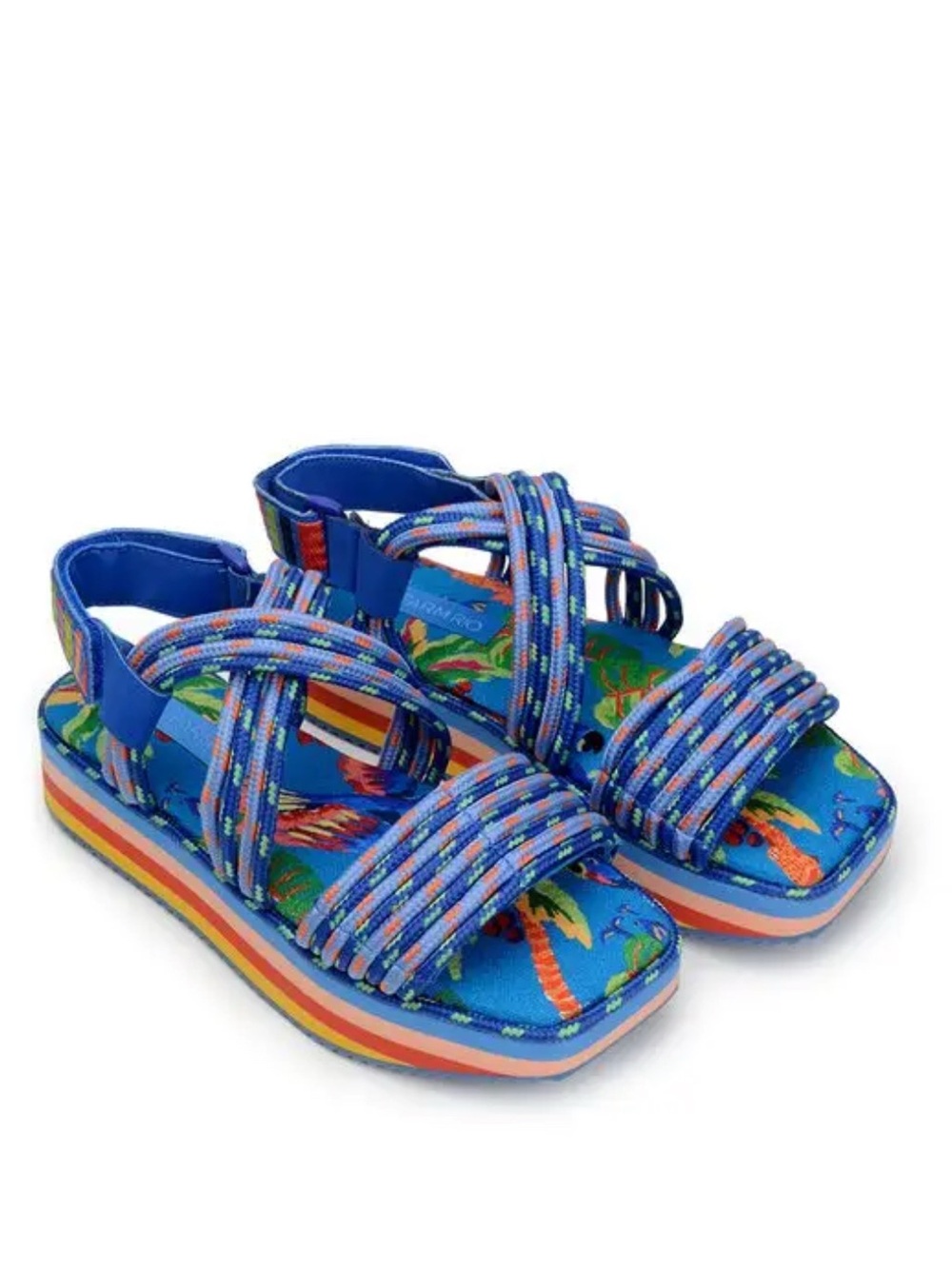 FARM RIO Blue Macaw Platform Sandal - Size 9